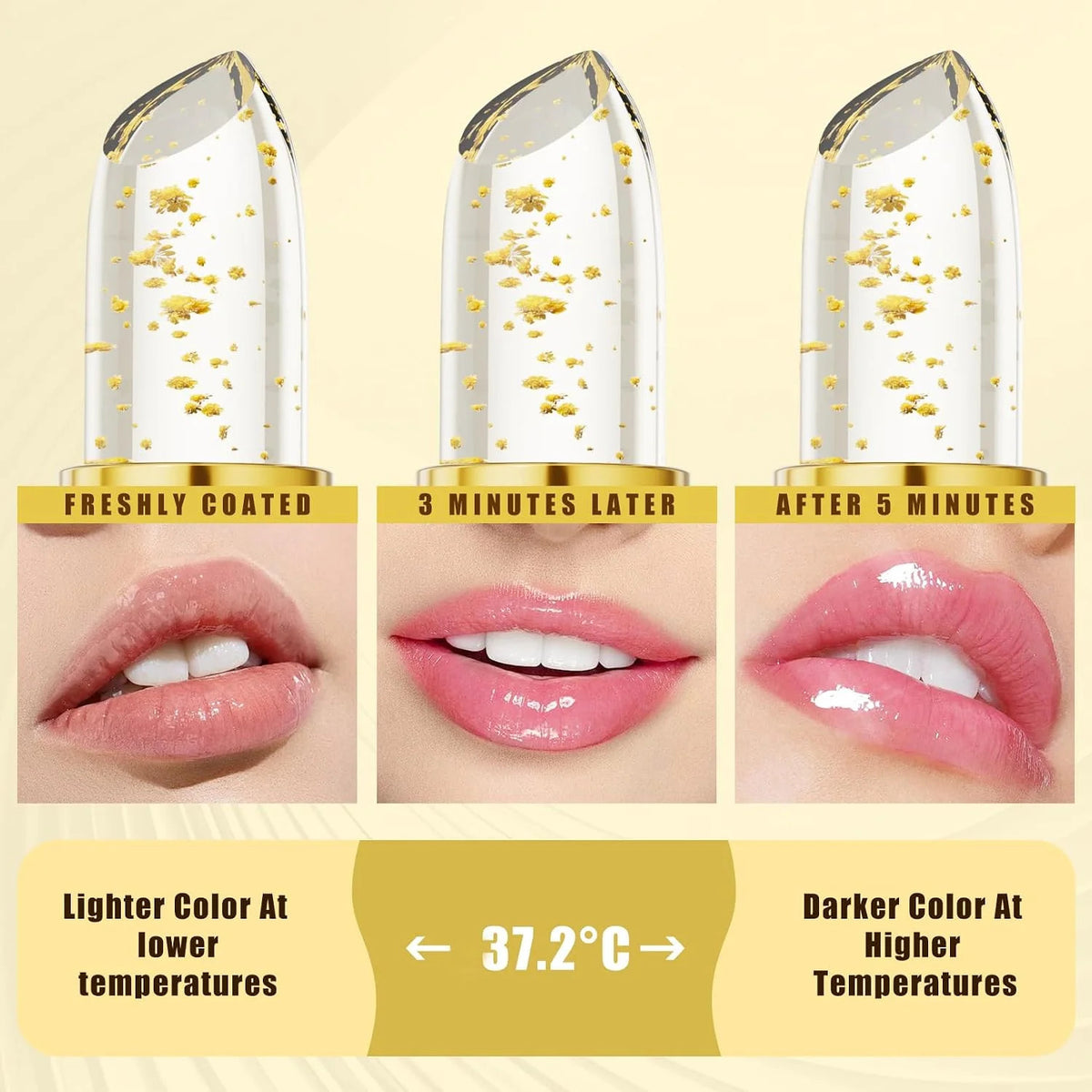Color Changing Lipstick for Mature Lips - Long Lasting Hydrating Gloss