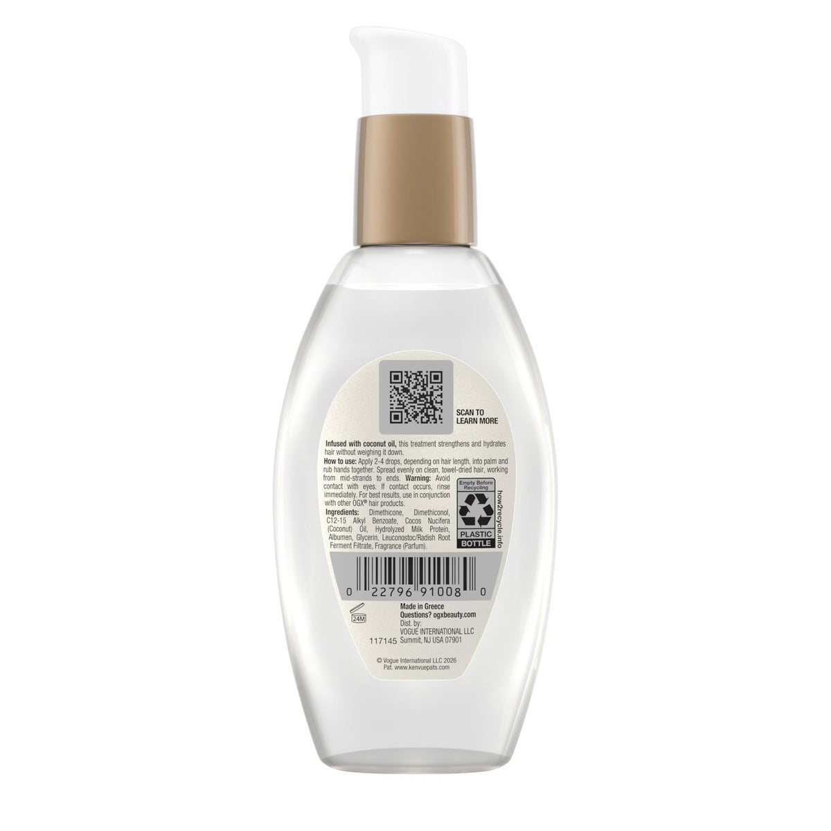Nourishing Coconut Milk Hair Serum for Strength and Damage Repair - 4 Fl Oz