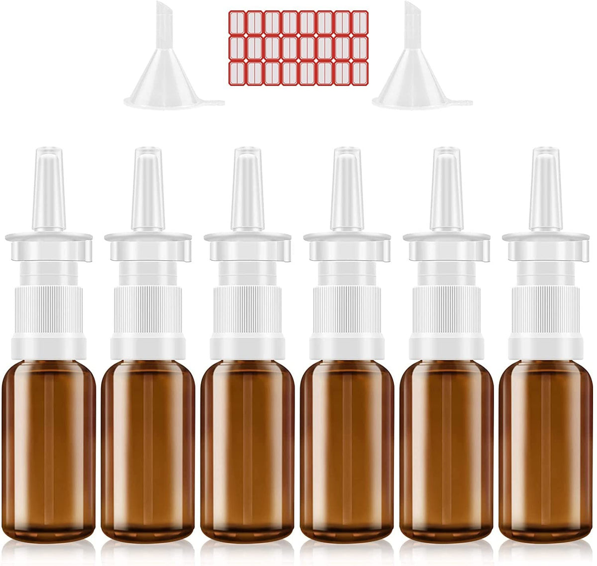 Refillable Glass Nasal Spray Bottles Set - 6 Pack 30ML Fine Mist Sprayers