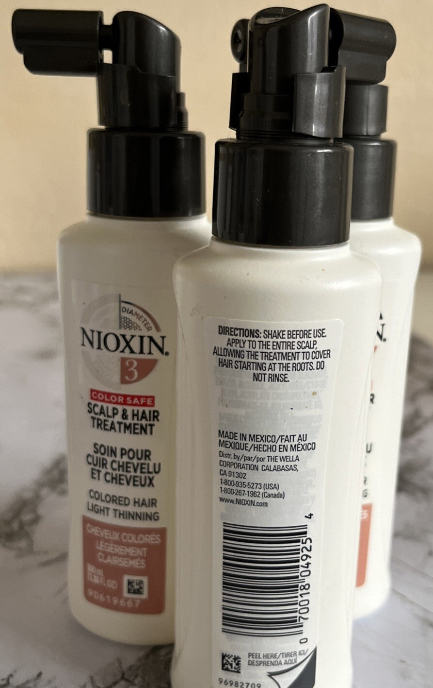 3X Nioxin Diameter System 3 Scalp Treatment Color Safe Light Thinning