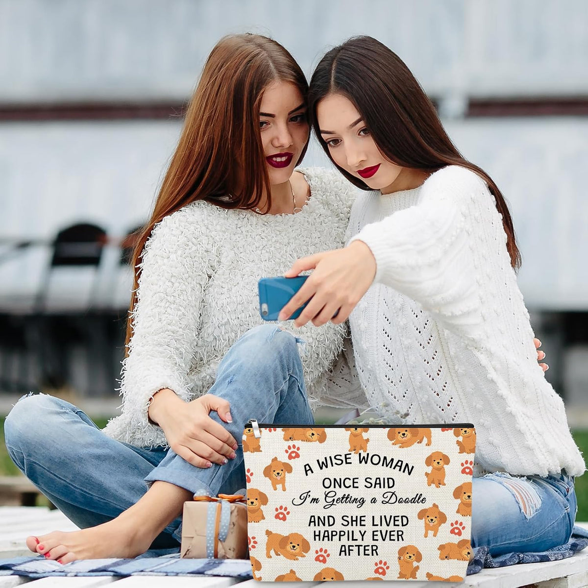 Dog Lover Makeup Bag - Personalized Canvas Cosmetic Pouch for Women