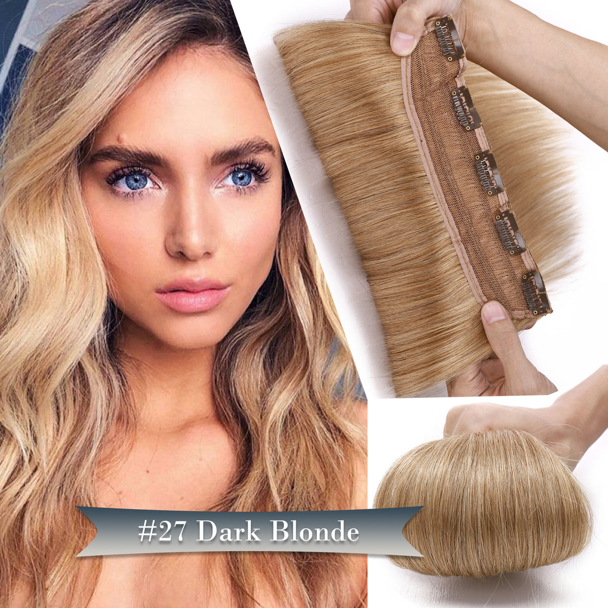 Clip-In Hair Extensions One Piece Full Head Remy Human Hair - Multiple Colors & Lengths