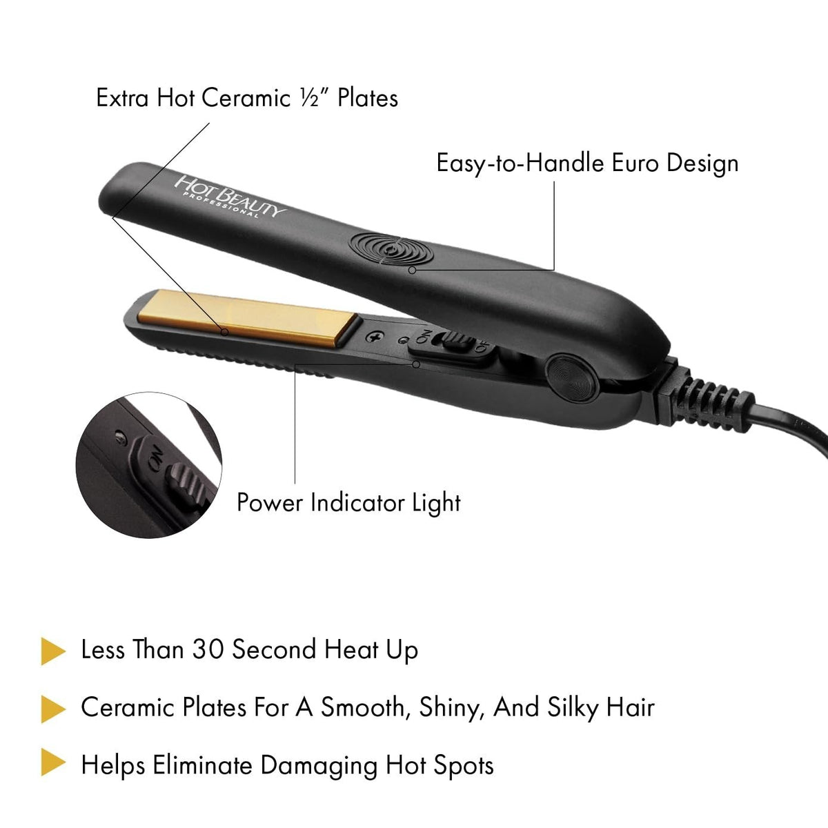 Travel-Friendly 1/2 Inch Ceramic Flat Iron for All Hair Types