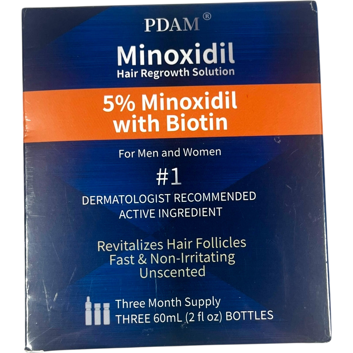 5% Minoxidil Hair Growth Solution with Biotin - 3 Pack