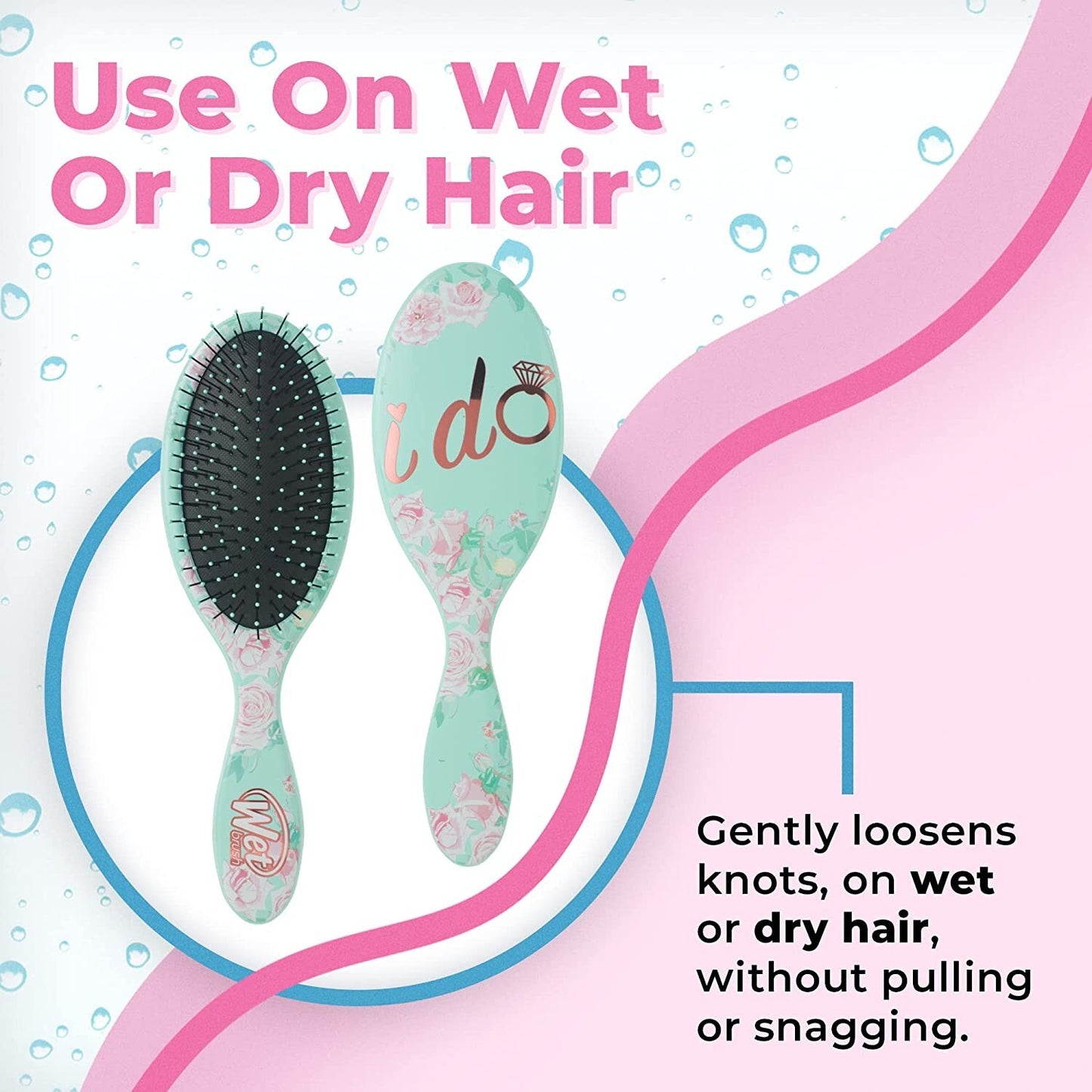 Detangler Hair Brush for Wet & Dry Hair - Bridal I Do Design