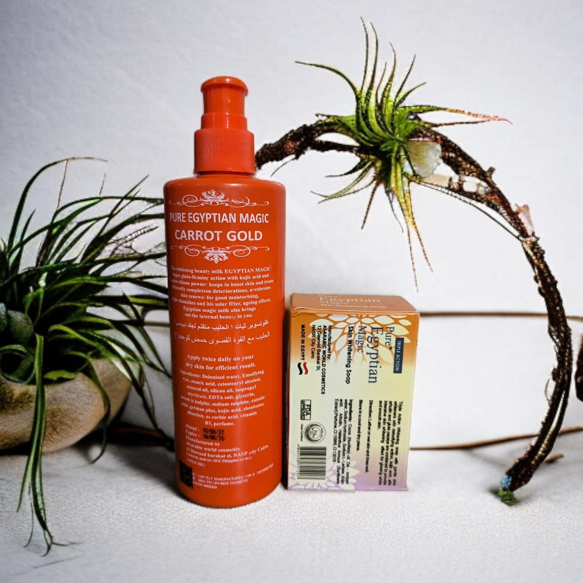 Egyptian Carrot Gold Lotion & Arbutin Soap Set - Moisturizing & Blemish Care
