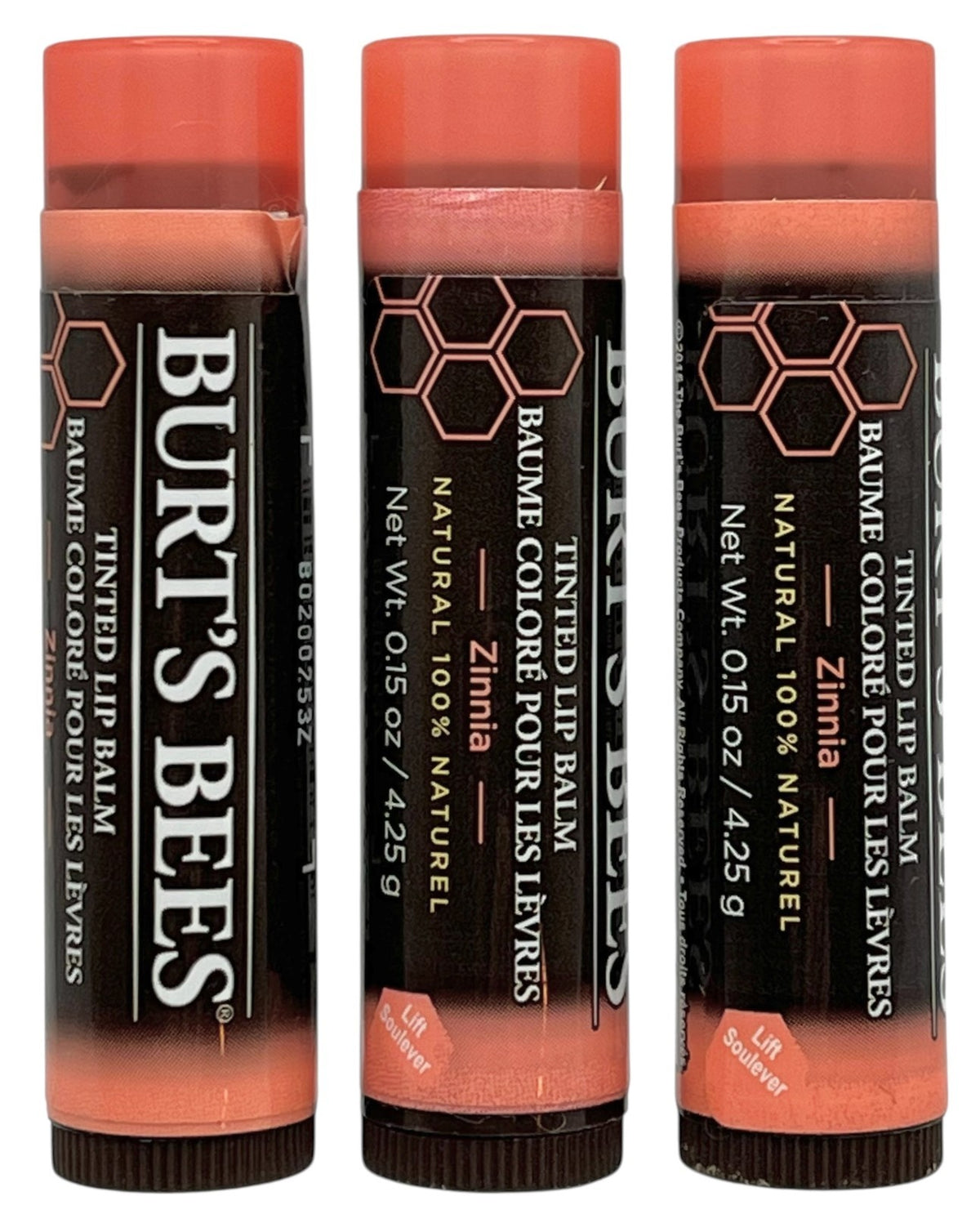 3 Pack Burt's Bees Tinted Lip Balm Set - All Natural, Hydrating & Nourishing