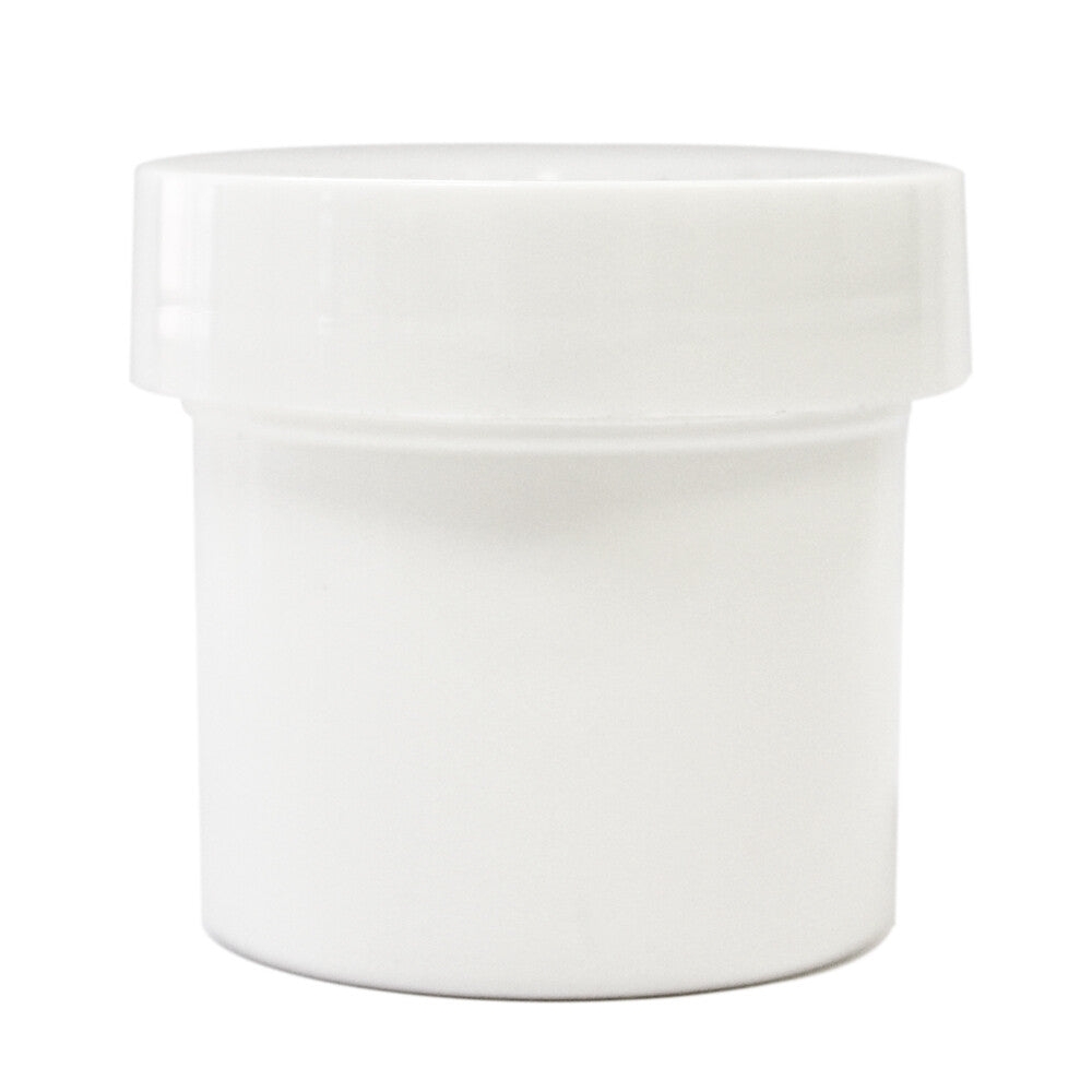 Plastic Ointment Jar with Flat Lid - 1 oz, White, Durable & Travel-Friendly