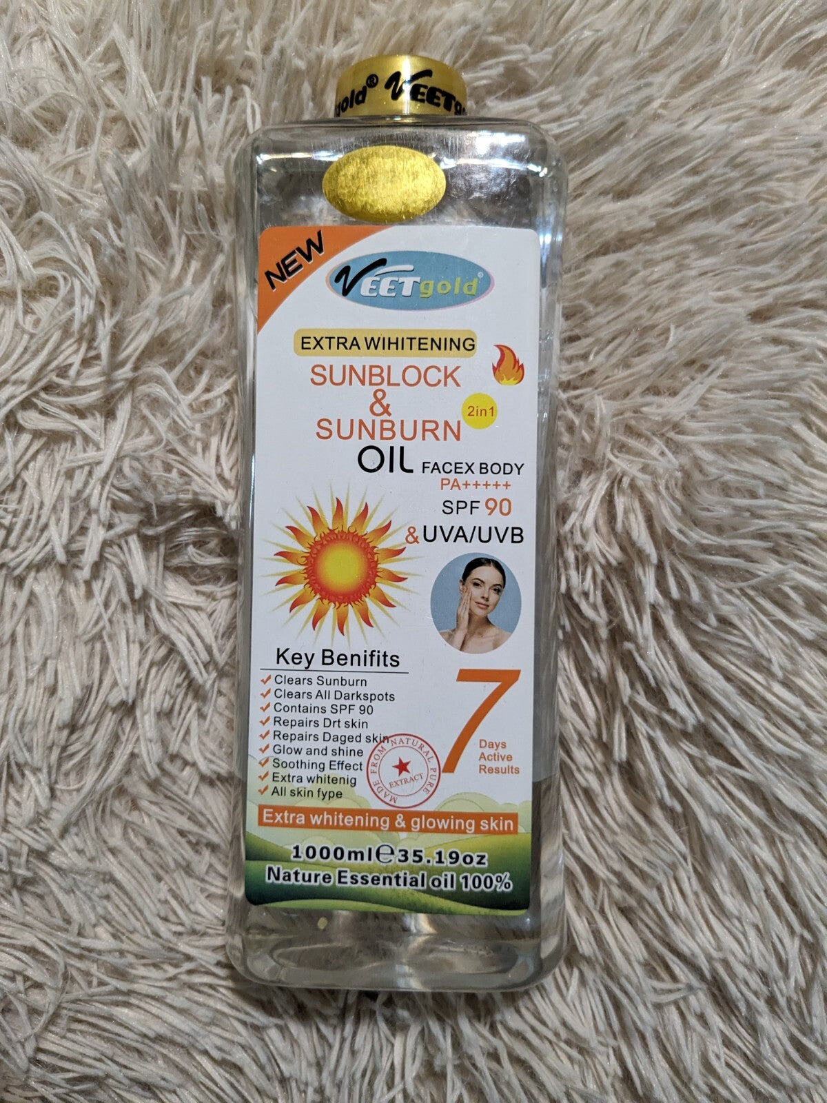 SPF 90 Sunblock & Sunburn Corrector Oil for Face & Body - UVA UVB Protection