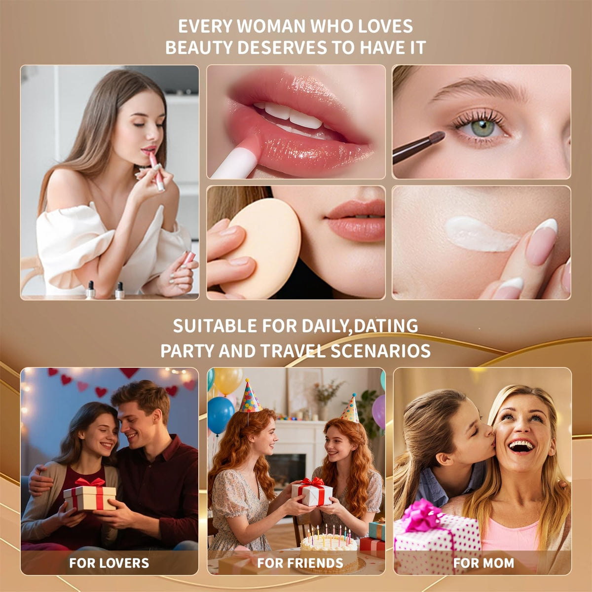 Portable Foldable Makeup Vanity Mirror with Lights Touch Control