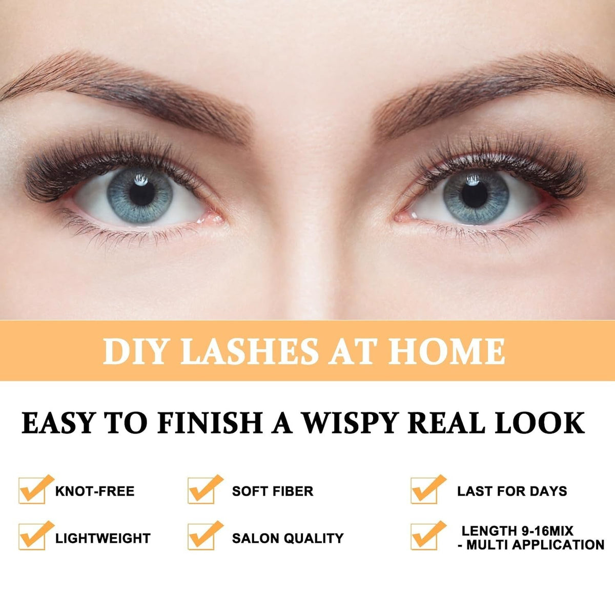 DIY False Eyelash Clusters - 280 Natural Wispy Extensions for Easy Application