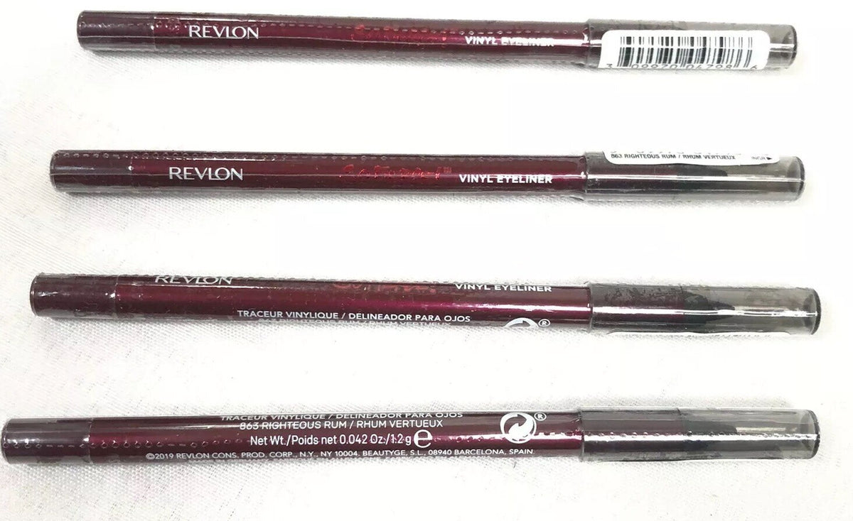 Set of 4 Revlon So Fierce Vinyl Eyeliner Righteous Rum Waterproof Gel Pencil