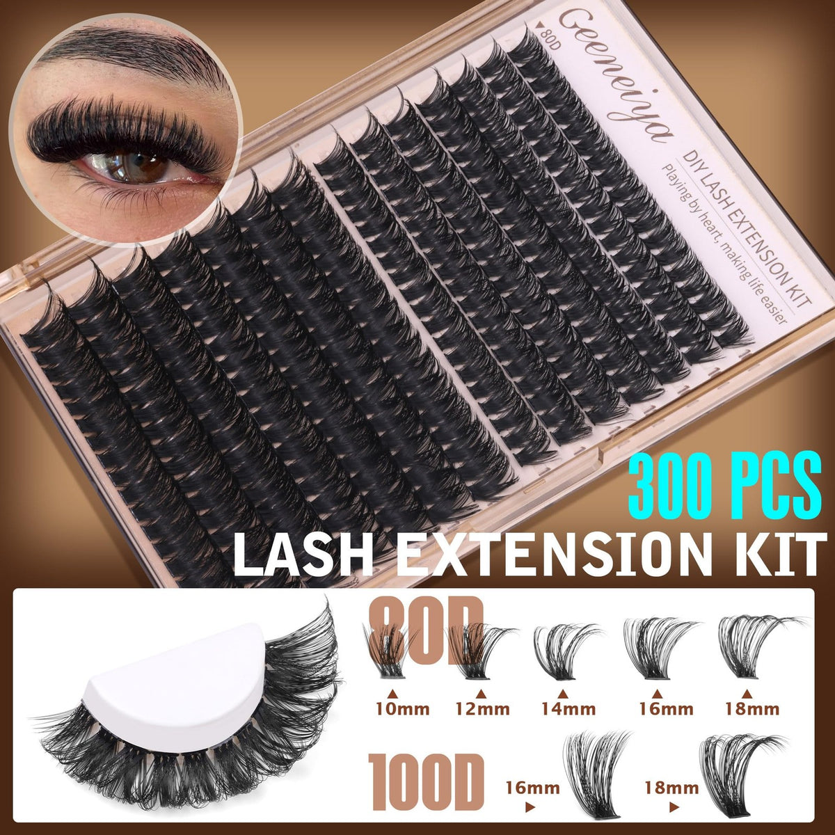 Volume Lash Clusters Kit DIY 300 Pieces Eyelash Extensions for Eyelash Extensions