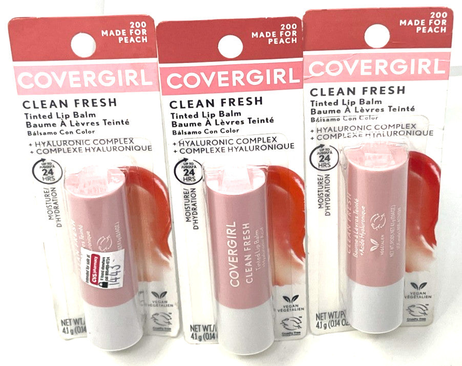 Set of 3 Covergirl Tinted Lip Balms in Peach - Sealed 0.14 oz