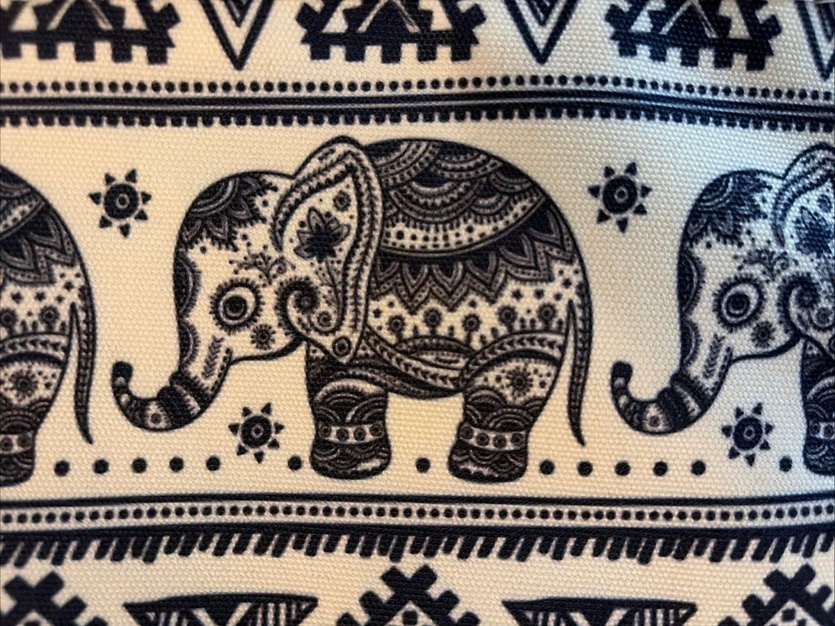 Elephant Cosmetic Bag Makeup Purse Clutch Organizer Blue Ivory Boho