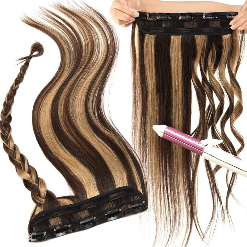 Remy Human Hair Extensions Clip-In Full Head Blonde 8-24 Inches