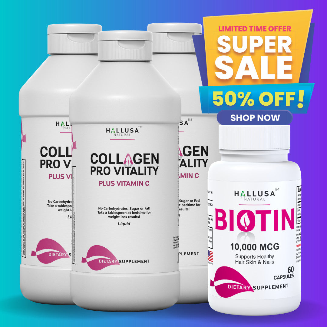 Hydrolyzed Collagen Liquid 16 oz with Biotin 10,000 mcg - 3 Pack