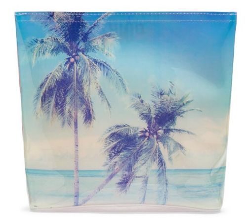 Victoria's Secret PINK Vacay All Day Cosmetic Travel Bag Jelly PVC Palm