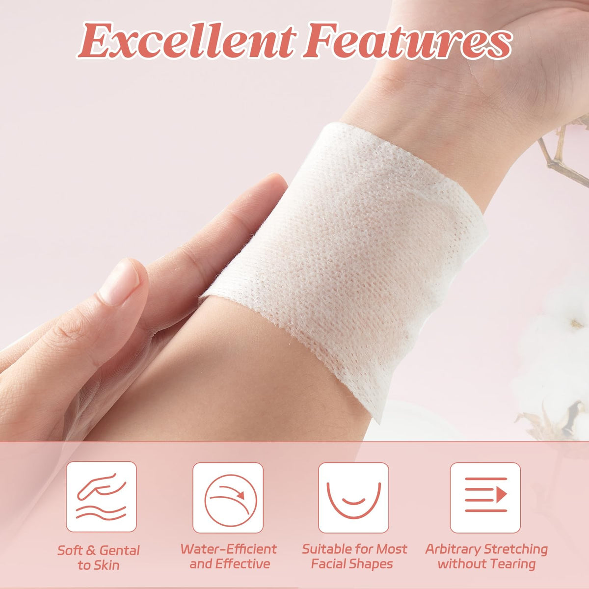 Stretchable Wet Compress Cotton Pads for Face & Neck - Ultra Thin, Plant Fiber, Reusable
