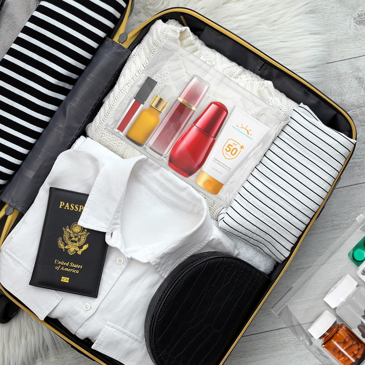 24 Pack Clear Travel Makeup Bags Waterproof Cosmetic Organizer Pouches
