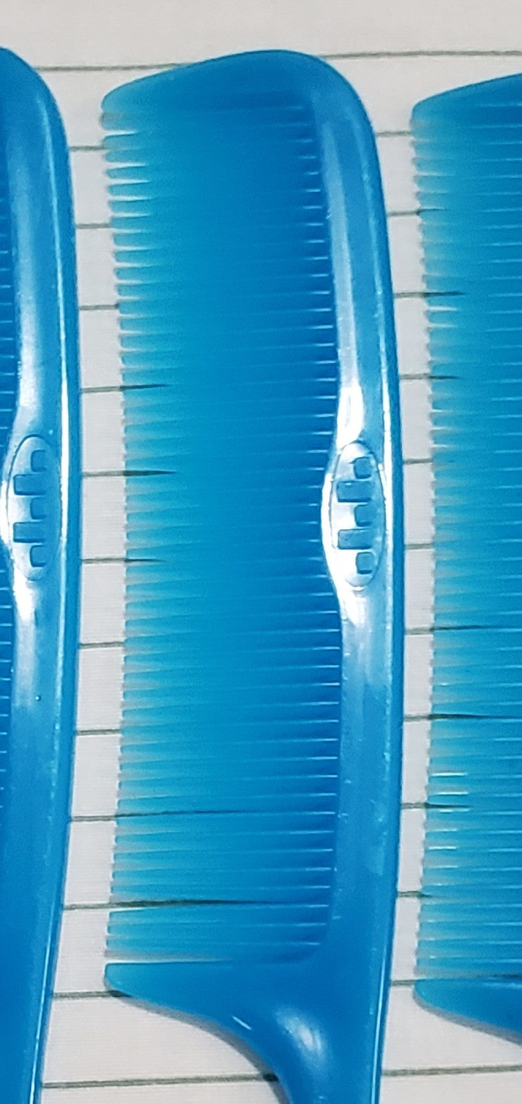 Vintage Unbreakable Blue Rat Tail Comb Set - 8 Inch, 4 Pieces