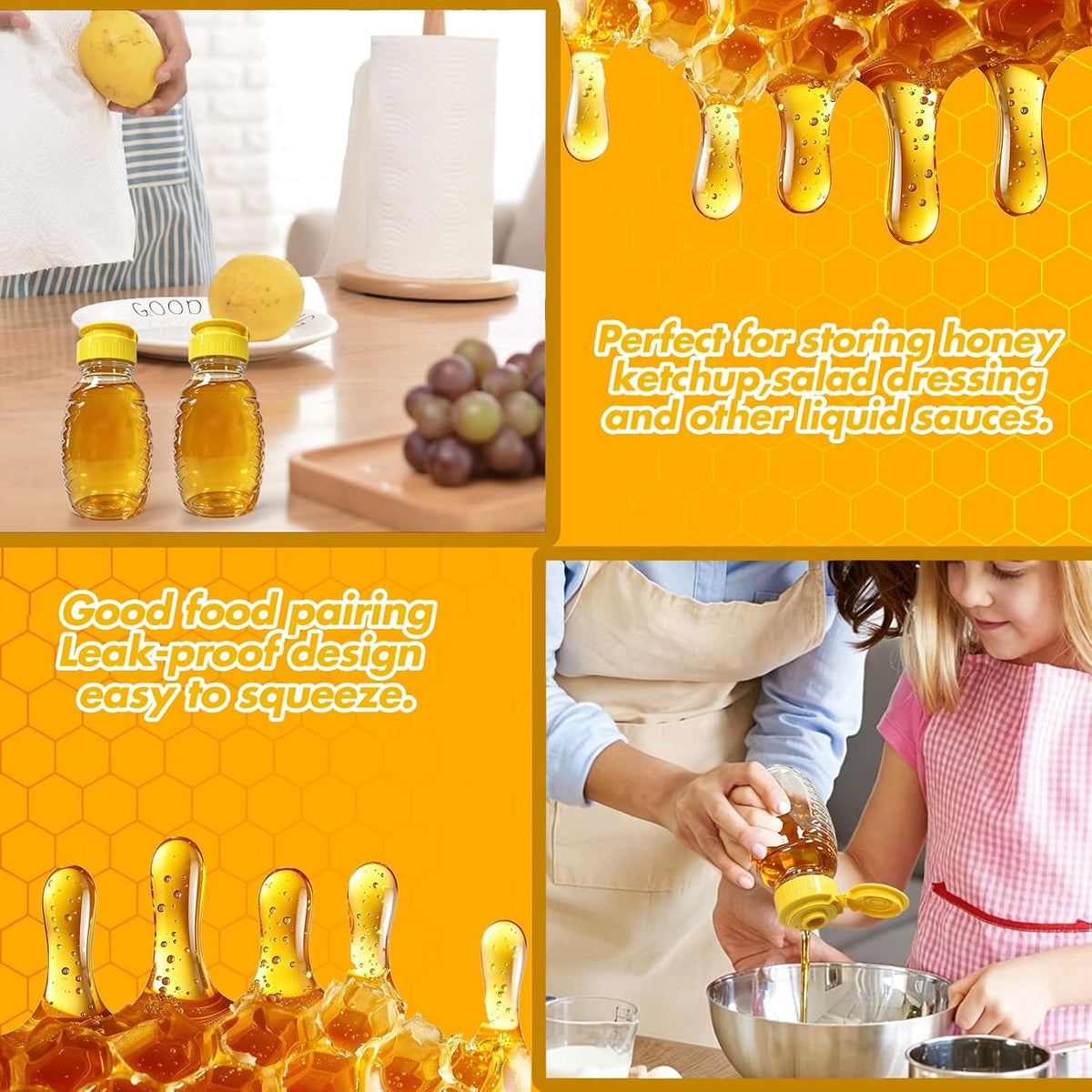 32 Pack Food-Grade Refillable Honey Bottles with Leak-Proof Flip Lids