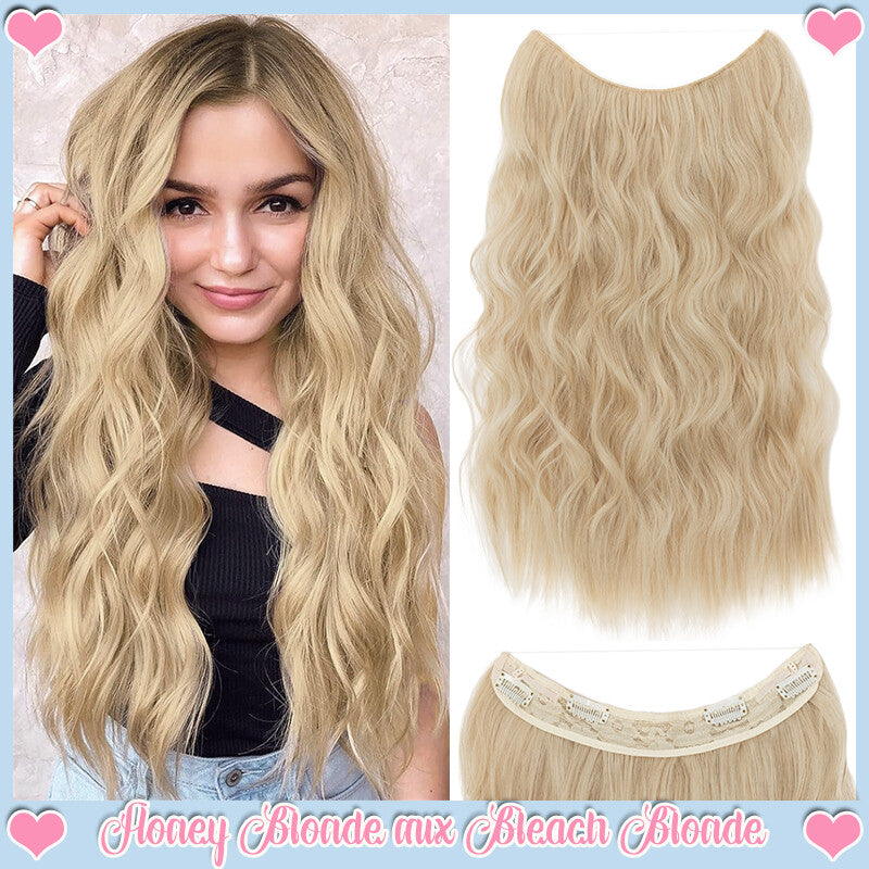 Clip-In Wavy Hair Extensions with Invisible Wire - Natural Synthetic Hairpiece