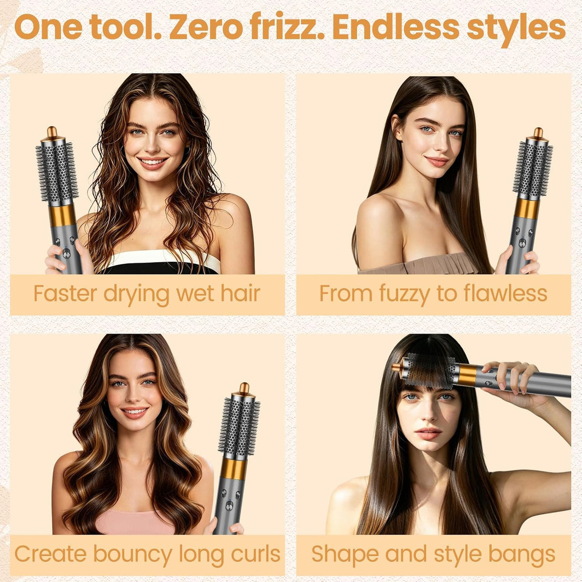 Round Volumizing Hair Brush for Dyson Airwrap HS01 HS05 HS08, Soft Bristles