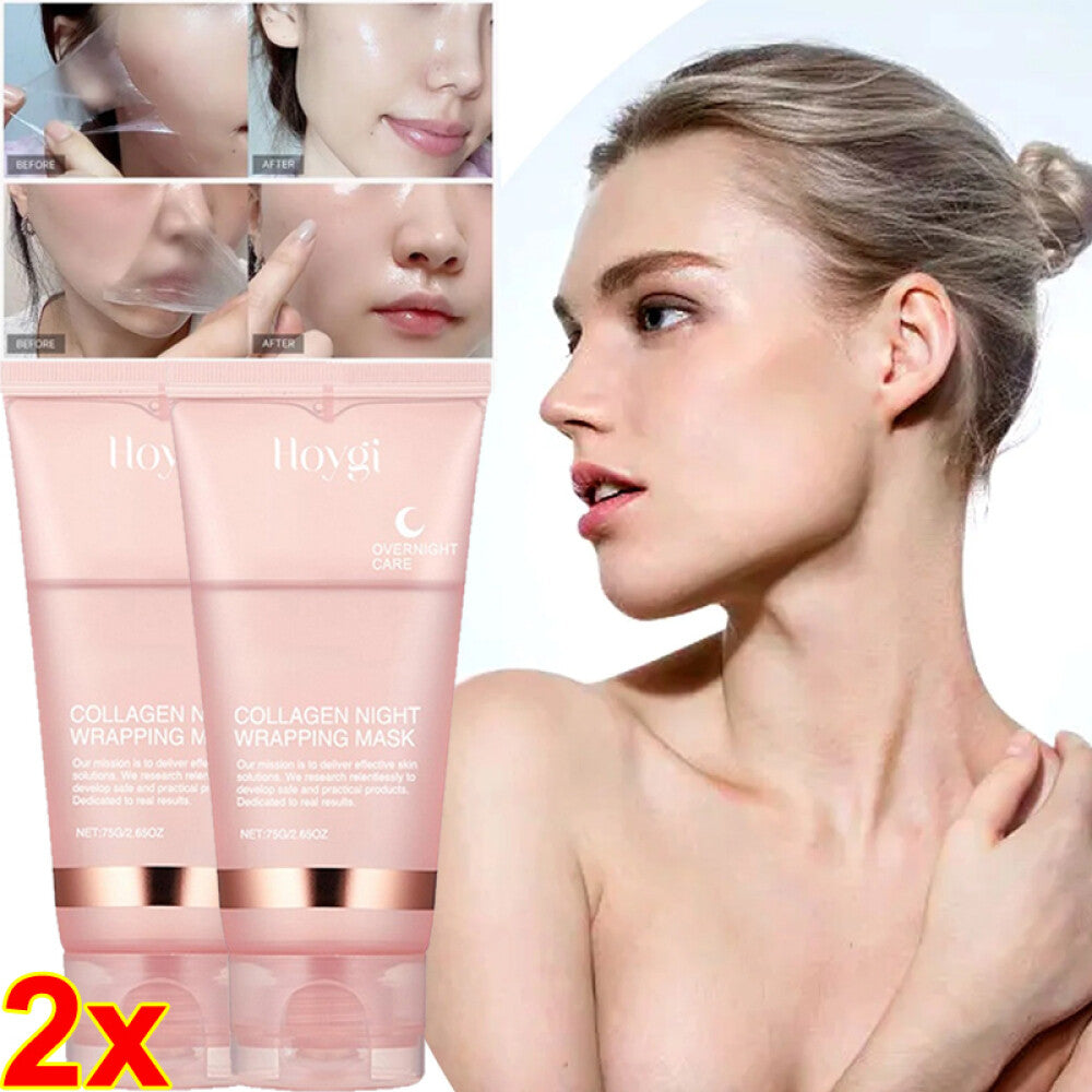 Collagen Night Peel-Off Mask, 75g - Moisturizing & Brightening (2-Pack)