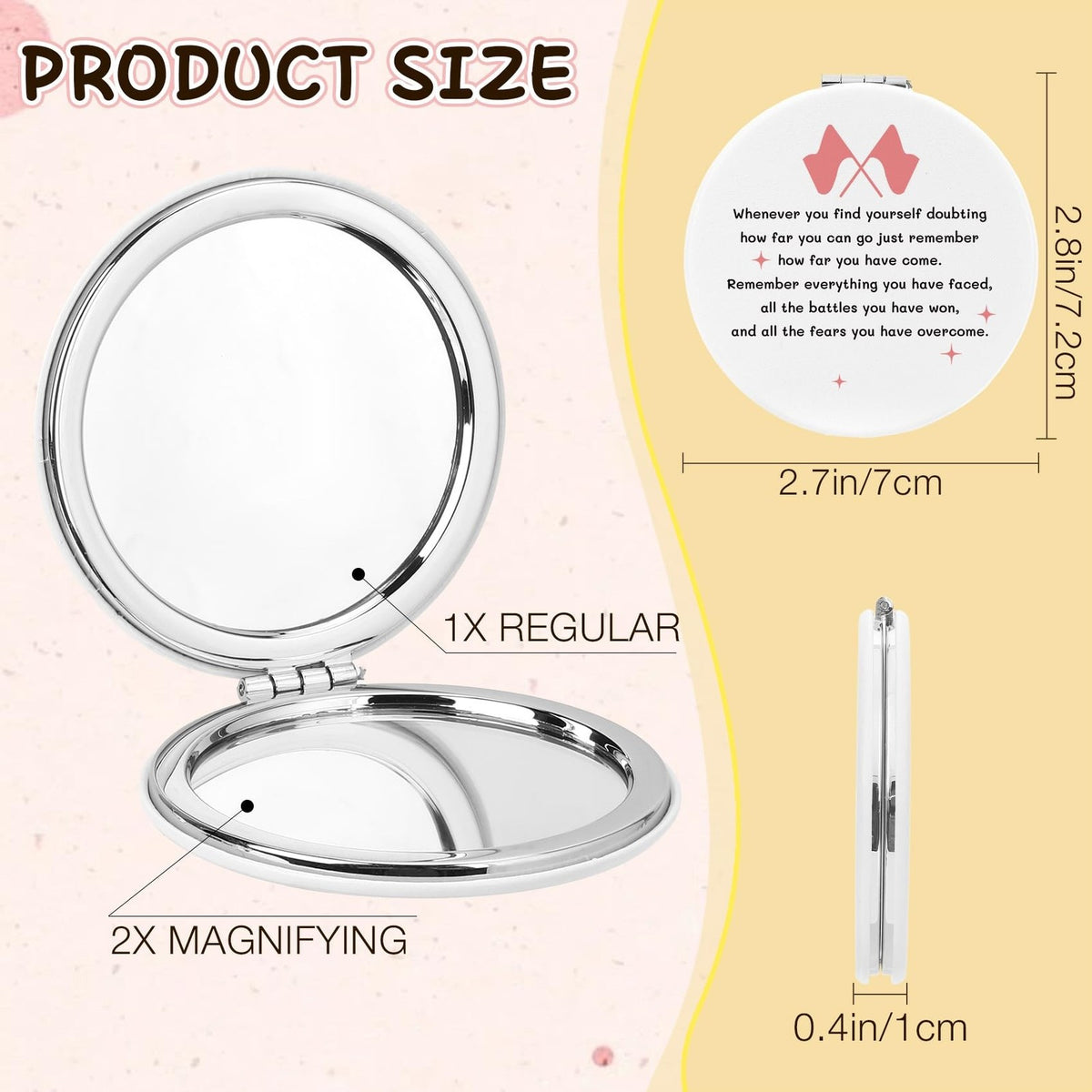 Color Guard Compact Makeup Mirror with 2X Magnification - Inspirational Gift for Women & Teens