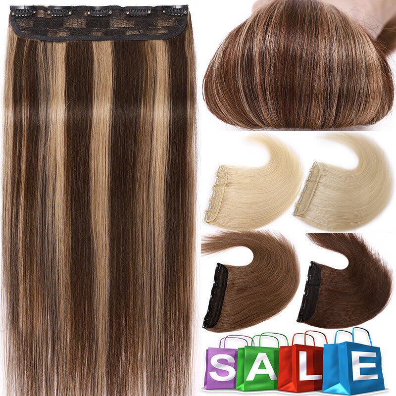 Natural Clip-In Hair Extensions with Balayage Color - Long & Thick One Piece