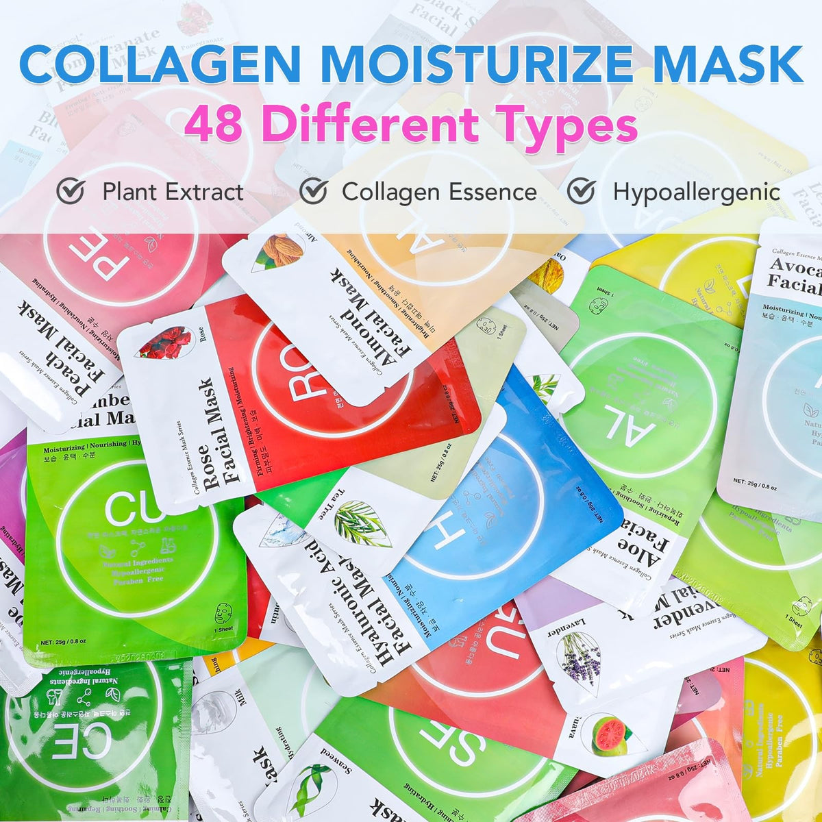 Collagen Essence Sheet Masks - 48 Pack