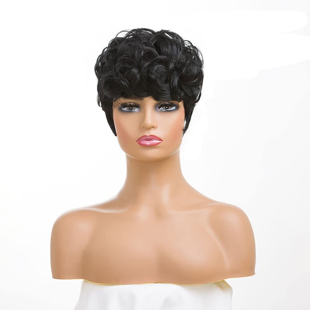 Black Short Pixie Wig for Women Curly Human Hair - Stylish and Tangle-Free