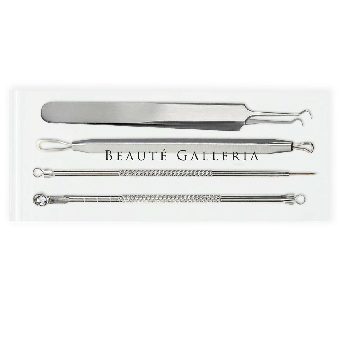 4-Pack Stainless Steel Blackhead & Pimple Extractor Tools Set for Acne & Blemish Removal
