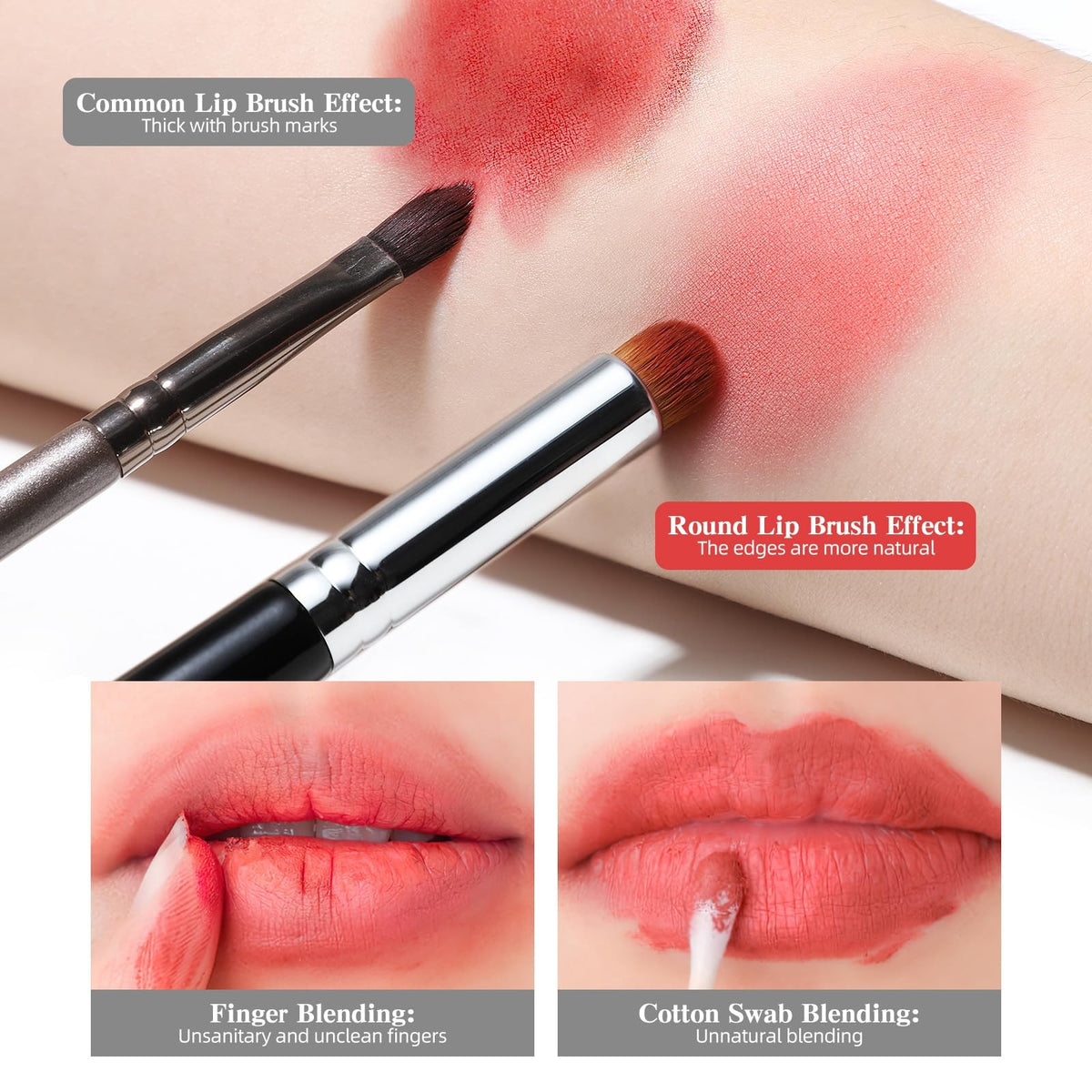 Lip Brush for Lip Gloss and Lipstick - Precise Makeup Applicator, Black