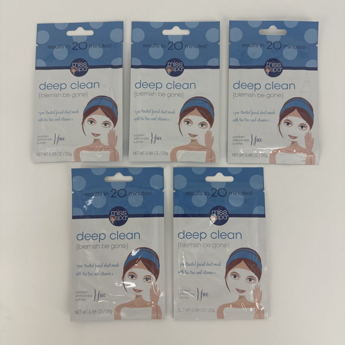 5-Pack Deep Clean Blemish Facial Sheet Mask Tea Tree Vitamin C