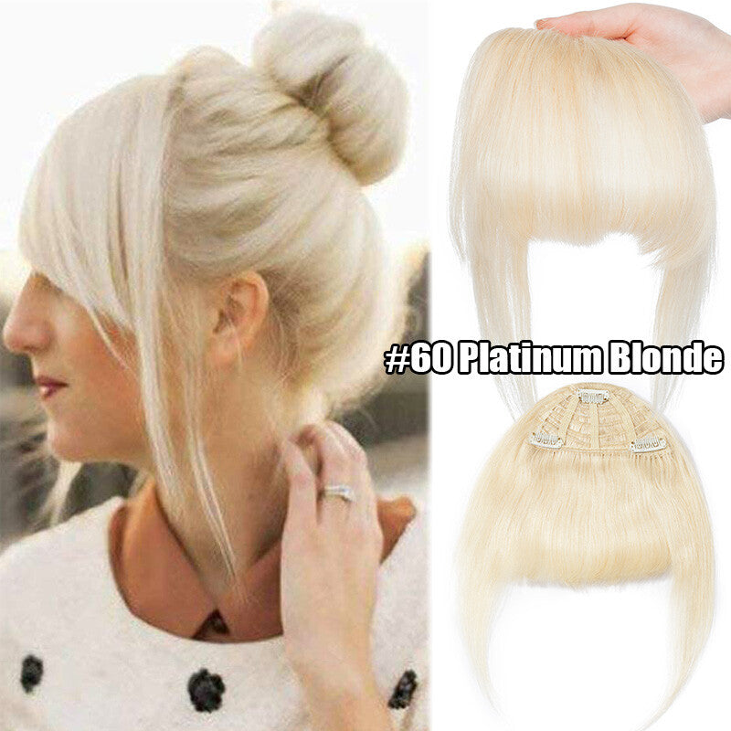 Women Remy Clip-In Hair Extensions Bangs Front Top Piece - Blonde & Dark Colors