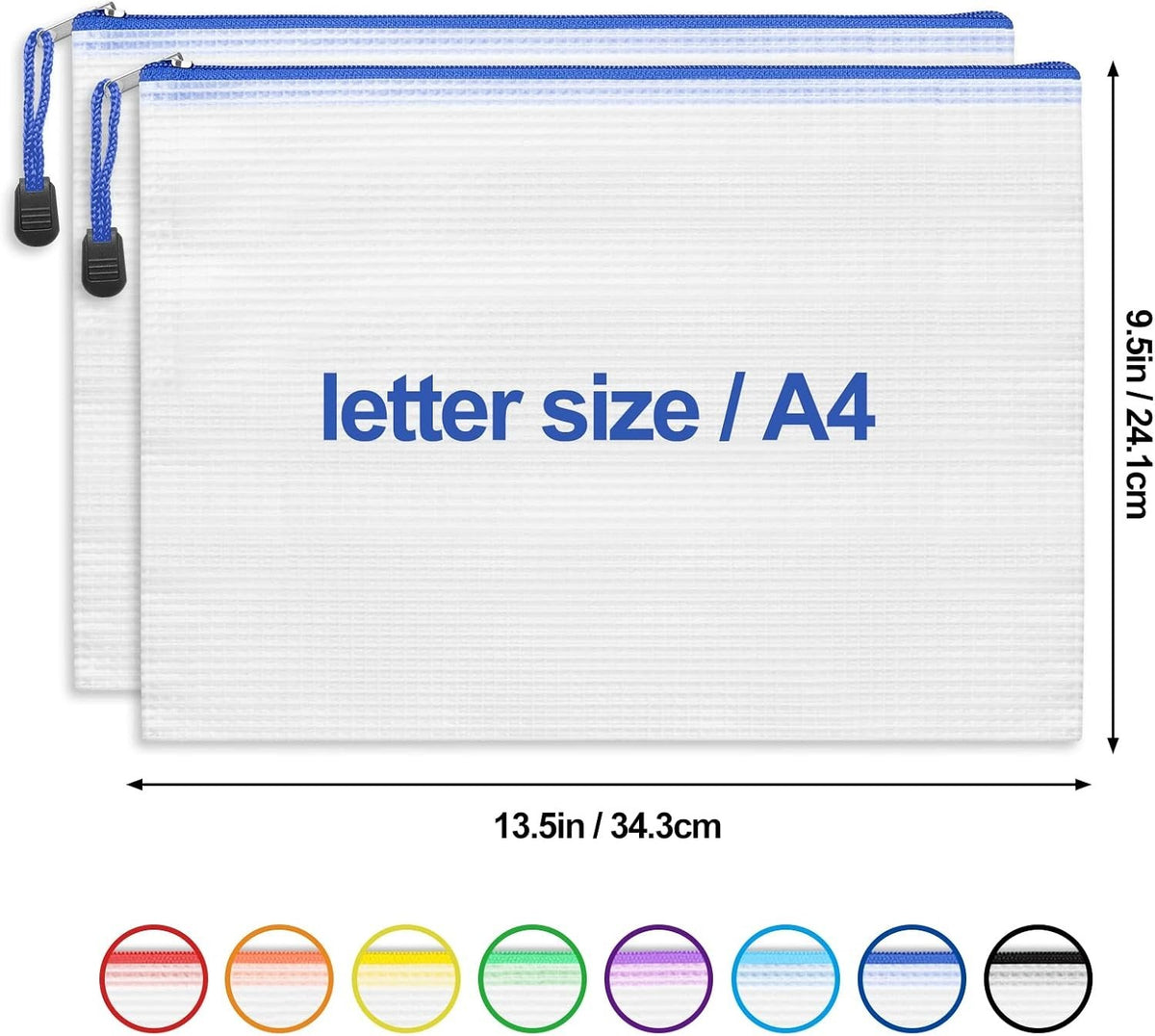 24 Pack Waterproof Zipper Storage Pouches for Documents & Organization