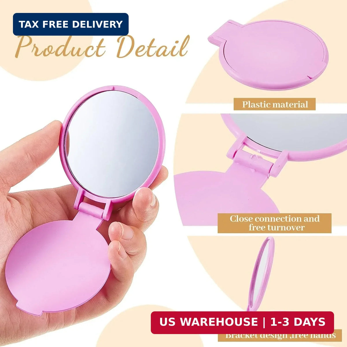 Mini Folding Pocket Makeup Mirrors Bulk Set - Colorful Compact with Stand for Travel & Gifts