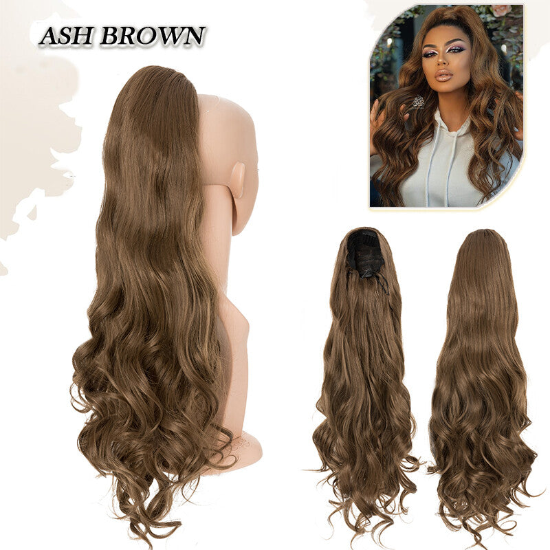 Drawstring Ponytail Hair Extension with Layered Wavy Texture - Thick & Natural-Looking