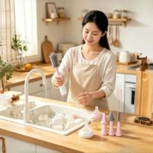 Electric Baby Bottle Brush Set - 6-in-1 Waterproof Cleaning Kit with Silicone Brushes