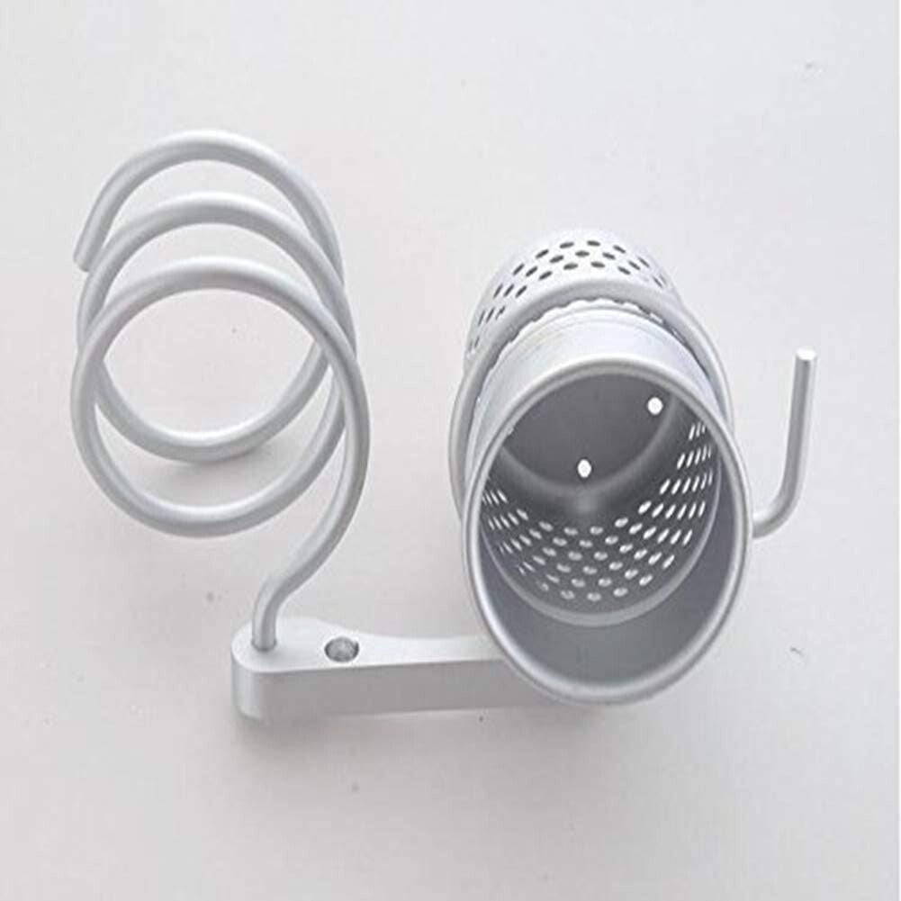 Wall-Mounted Hair Dryer Holder with Comb Storage Rack for Bathroom