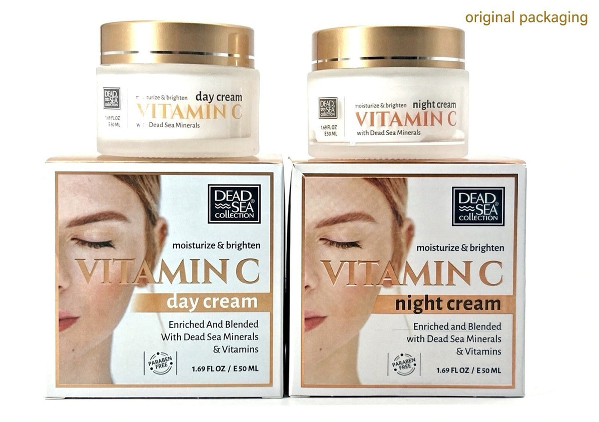 Dead Sea Vitamin C Anti-Aging & Brightening Day & Night Cream Set - Hydrating Skin Care