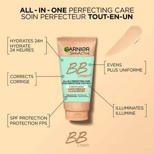 Garnier SkinActive BB Cream with Hyaluronic Acid & Aloe Vera Light to Medium
