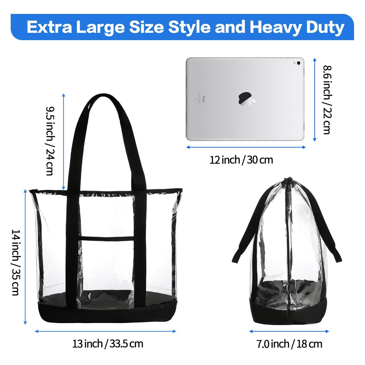 Large Waterproof Clear Makeup Travel Bag PVC Tote with Handles