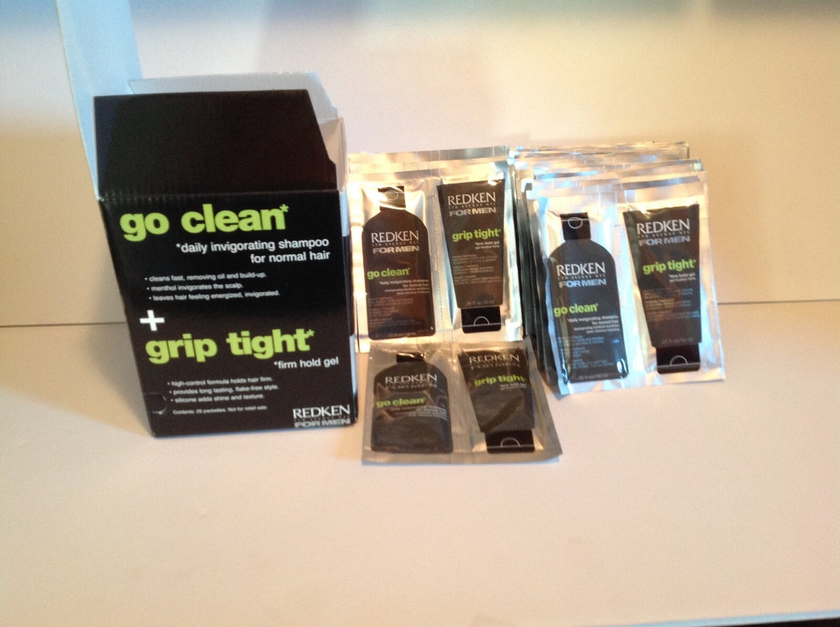 Redken For Men Go Clean Shampoo & Grip Tight Gel 25 Pack Samples