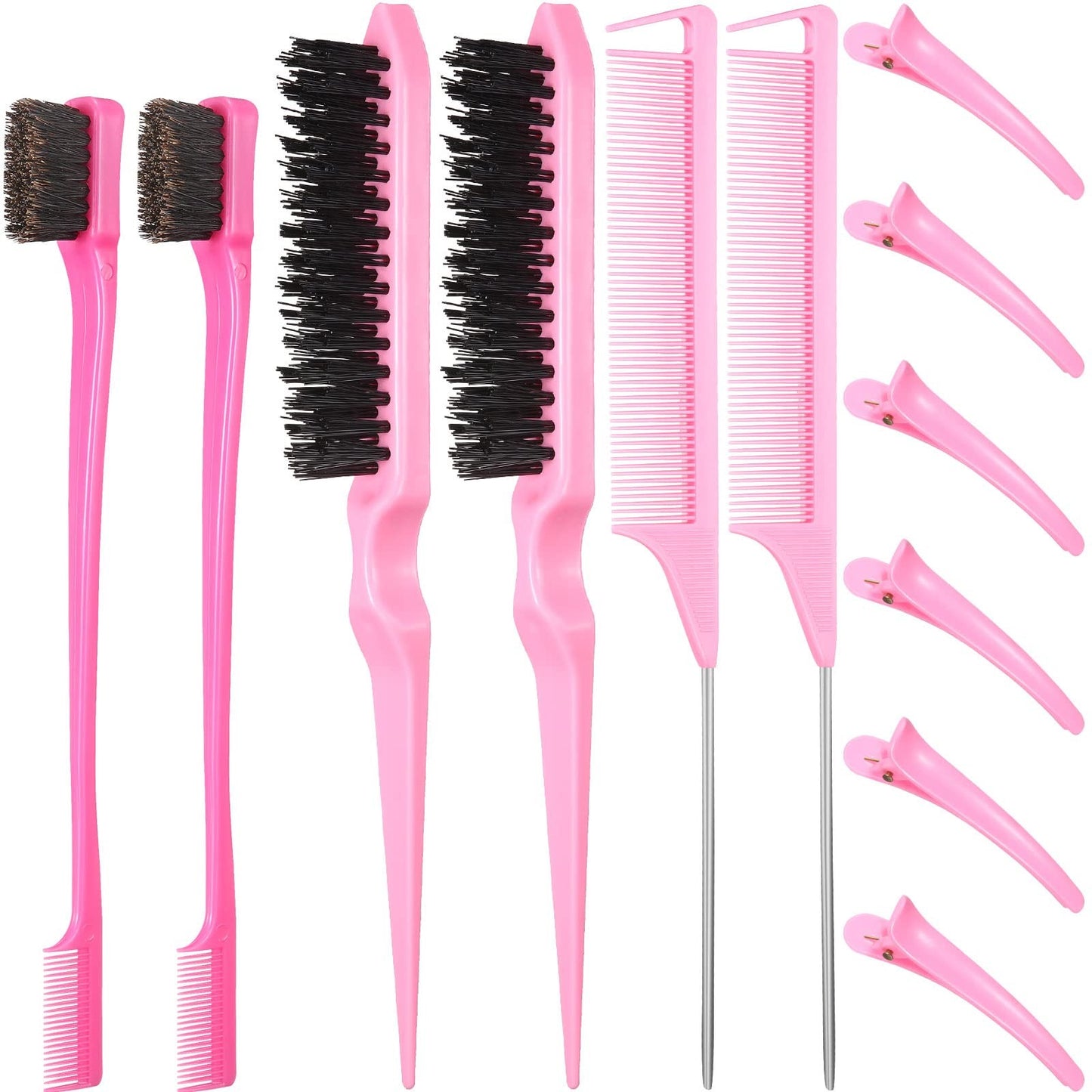 Hair Brush Set - Nylon Teasing Brushes for Salon & Styling, 12 Pieces