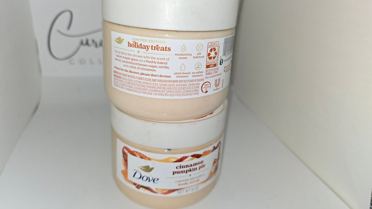 2 Pack Dove Body Scrub Lot Cinnamon Pumpkin Pie Maple Glazed Donut 15
