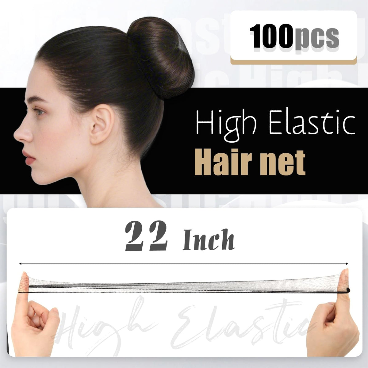 Smilco Hair Net 100 Pcs, 22 Inches Nets 1 Count (Pack of 100), Black