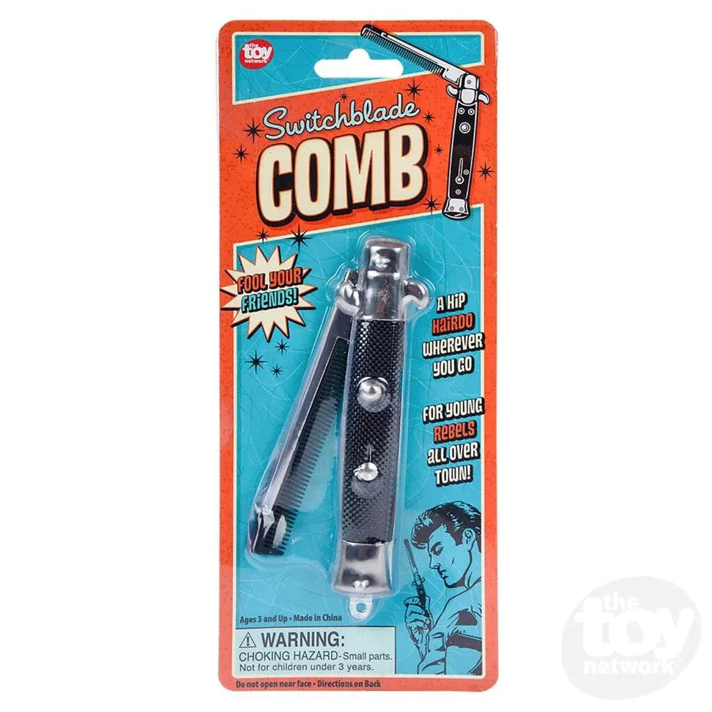 Push Button Automatic Pocket Hair Comb - 9 Inch Switchblade Style Accessory